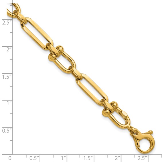 14k Polished 7.3mm Fancy Cable Link 7.75 inch Bracelet