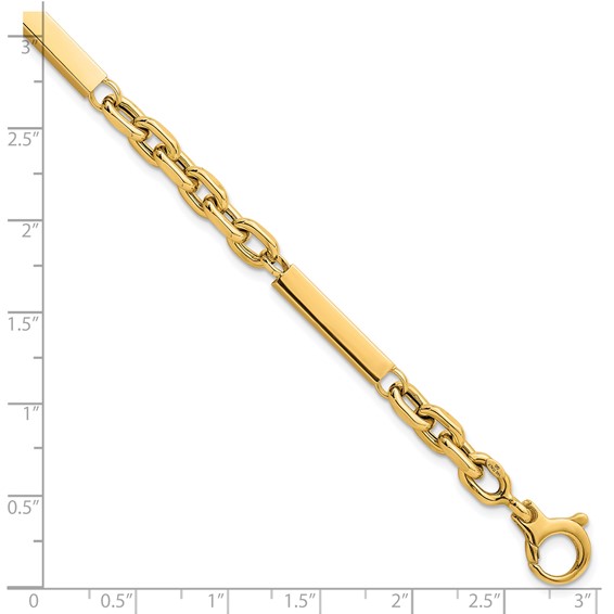 14k Polished 4mm Fancy Cable Chain with Three Bars 8 inch Bracelet