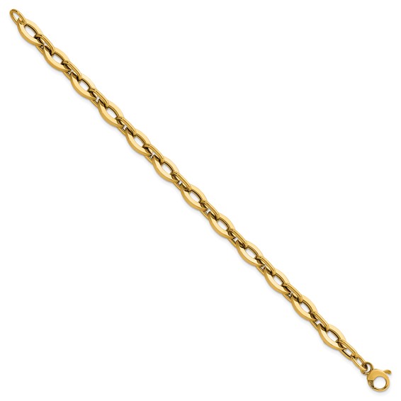14k Polished Fancy Flat Cable Link 7.5 inch Bracelet