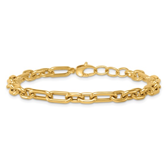 14k Polished 5.8mm Lightweight Fancy Open Link 7.5 inch Bracelet Plus 0.5 inch Extender