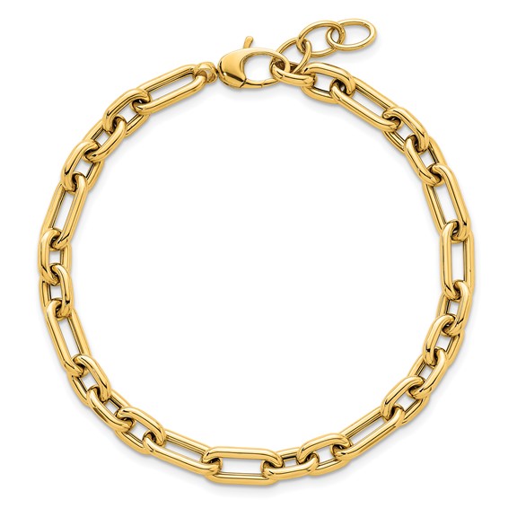 14k Polished 5.8mm Lightweight Fancy Open Link 7.5 inch Bracelet Plus 0.5 inch Extender