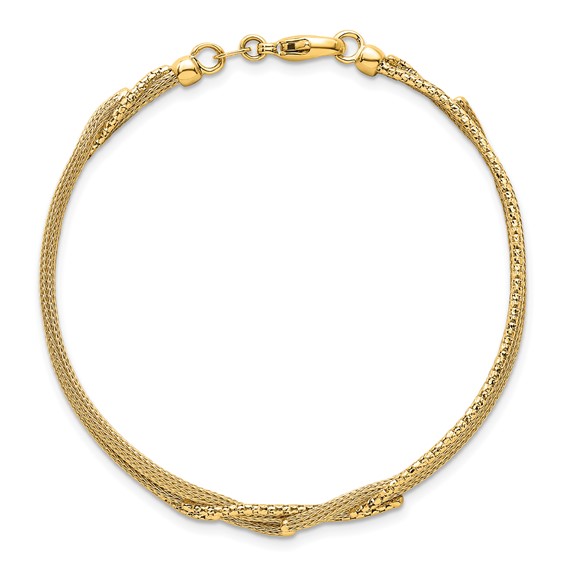 14K Textured Woven Mesh Fancy 7.5 inch Bracelet