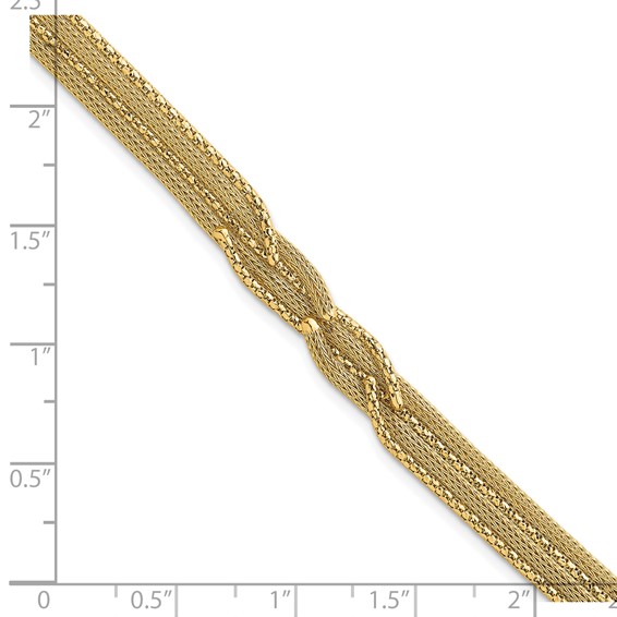 14K Textured Woven Mesh Fancy 7.5 inch Bracelet