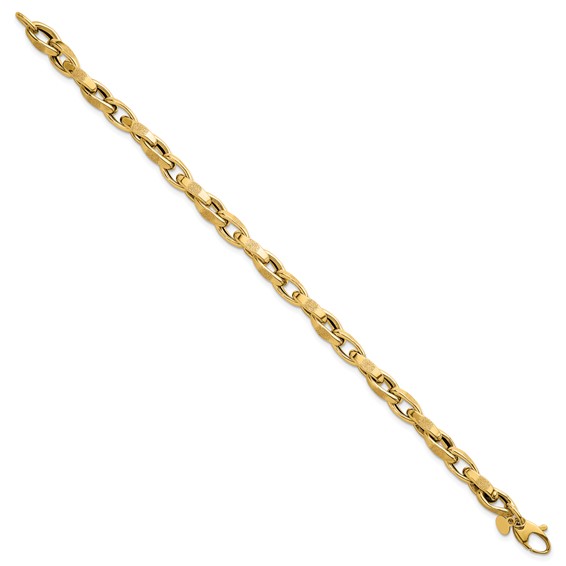 14k Polished Fancy Textured Oval Twisted Open Link 7.5 inch Bracelet
