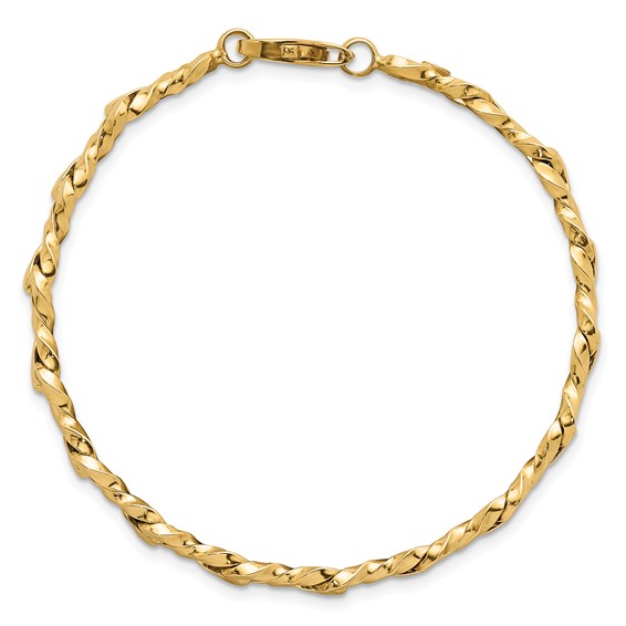 14k Polished 4.7mm Fancy Twisted Link 7.5 inch Bracelet