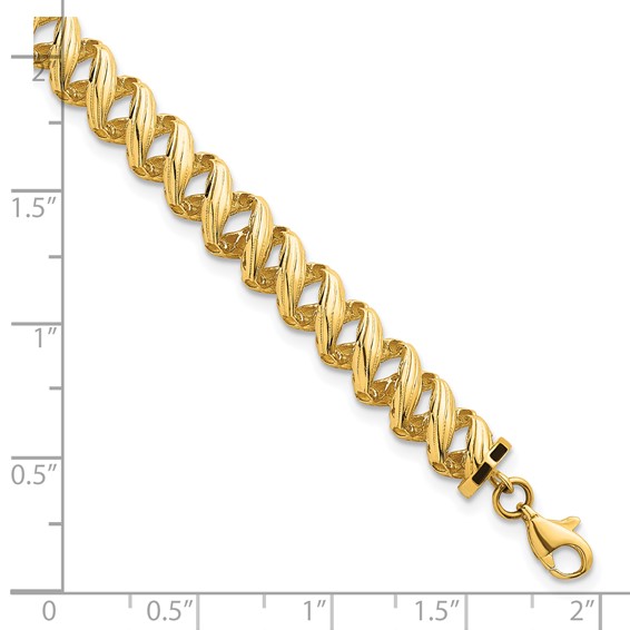 14k Polished Textured 6.25mm Open Spiral Link 7.5 inch Bracelet