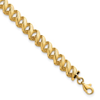 14k Polished Textured 6.25mm Open Spiral Link 7.5 inch Bracelet