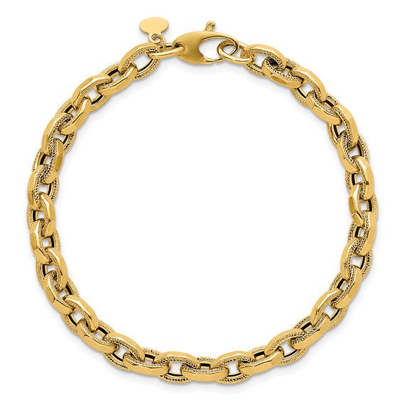 14k Polished 5.2mm Fancy Rope Link 7.5 inch Bracelet