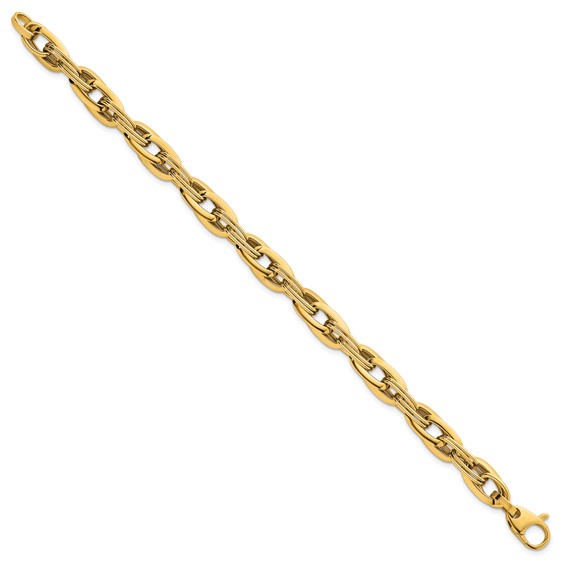 14k Polished 8.2mm Lightweight Fancy Link 7.5 inch Bracelet