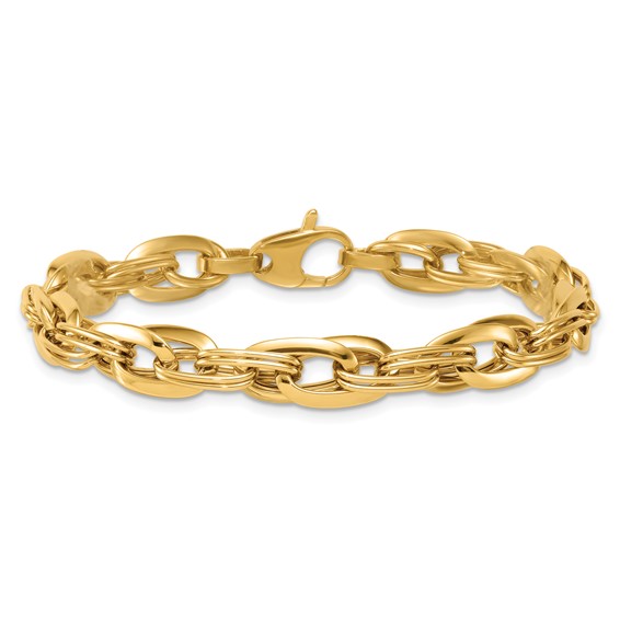 14k Polished 8.2mm Lightweight Fancy Link 7.5 inch Bracelet