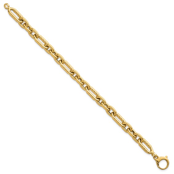 14k Polished 8.8mm Diamond-cut Fancy Figaro Link 7.5 inch Bracelet