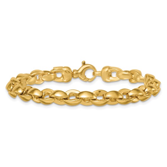14k Polished 6.75mm Round Fancy Link 7.5 inch Bracelet