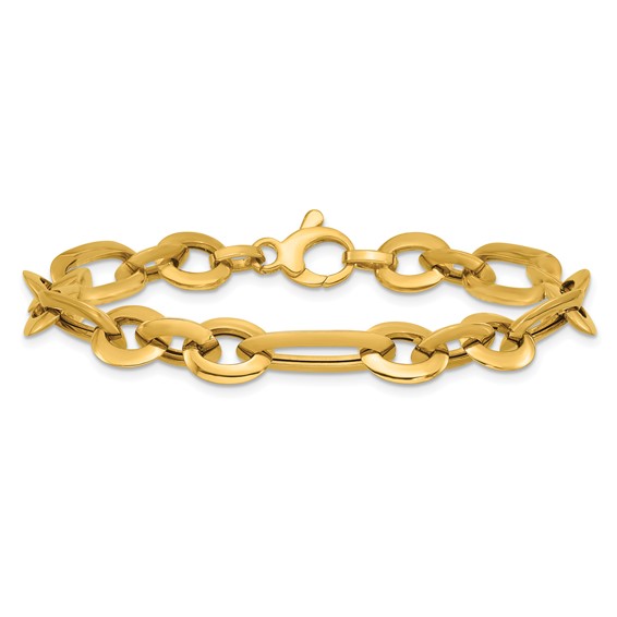 14k Polished 7.75mm Long Knife Edge Link 7.5 inch Bracelet