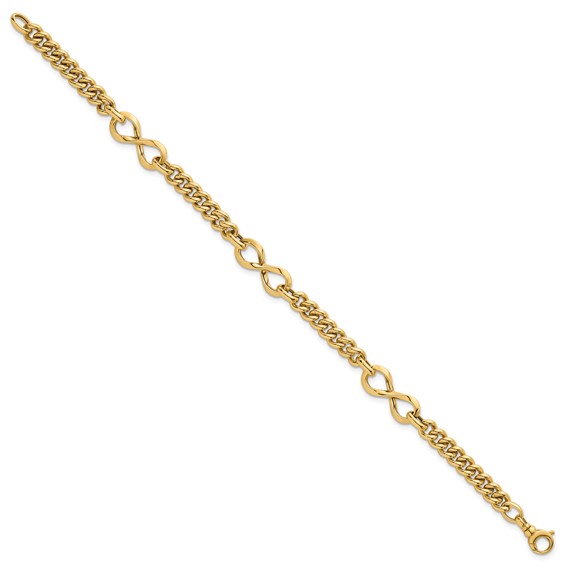 14k Polished 8mm Lightweight Fancy Infinity Link and Chain 8 inch Bracelet
