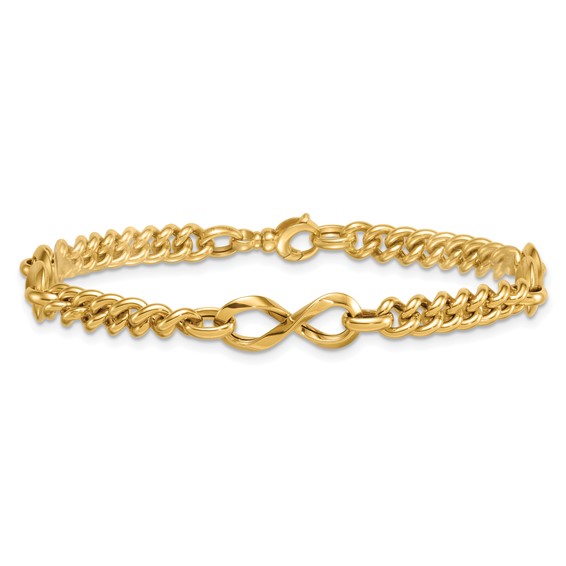14k Polished 8mm Lightweight Fancy Infinity Link and Chain 8 inch Bracelet