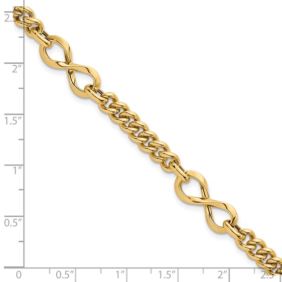 14k Polished 8mm Lightweight Fancy Infinity Link and Chain 8 inch Bracelet