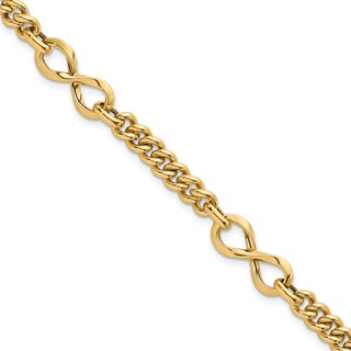 14k Polished 8mm Lightweight Fancy Infinity Link and Chain 8 inch Bracelet