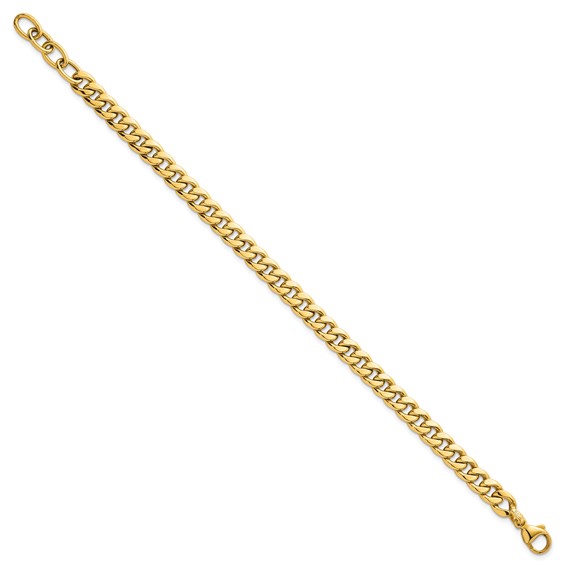 14k Polished 6.5mm Flat Curb Chain 7.5 inch Bracelet Plus 1 inch Extender