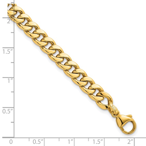 14k Polished 6.5mm Flat Curb Chain 7.5 inch Bracelet Plus 1 inch Extender