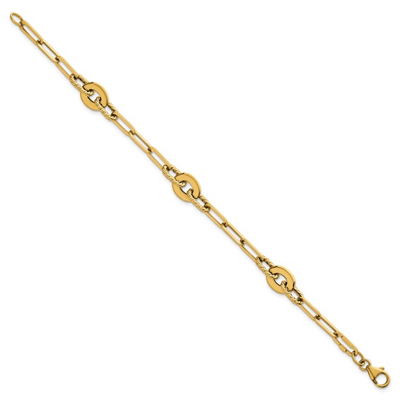 14k Polished and Twisted 9.2mm Open Link 7.5 inch Bracelet