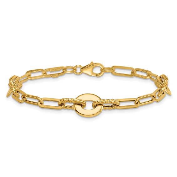 14k Polished and Twisted 9.2mm Open Link 7.5 inch Bracelet