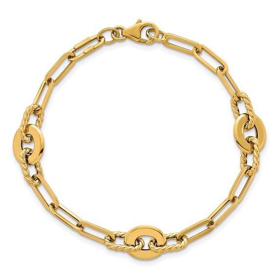 14k Polished and Twisted 9.2mm Open Link 7.5 inch Bracelet