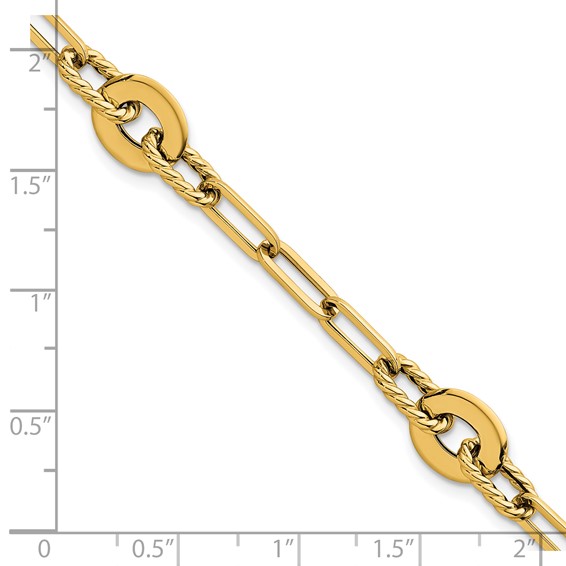 14k Polished and Twisted 9.2mm Open Link 7.5 inch Bracelet