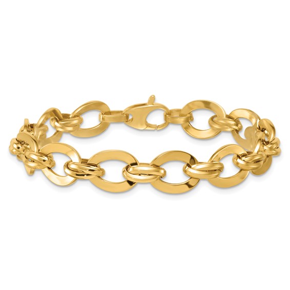 14k Polished 10.8mm Lightweight Oval Fancy Link 7.75 inch Bracelet