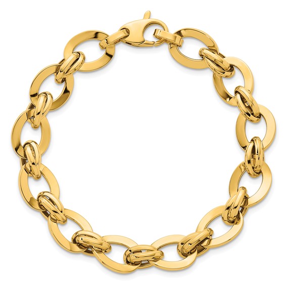 14k Polished 10.8mm Lightweight Oval Fancy Link 7.75 inch Bracelet