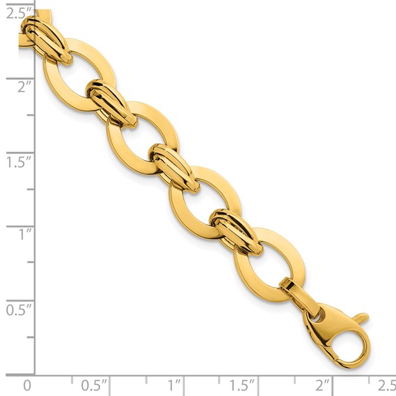 14k Polished 10.8mm Lightweight Oval Fancy Link 7.75 inch Bracelet