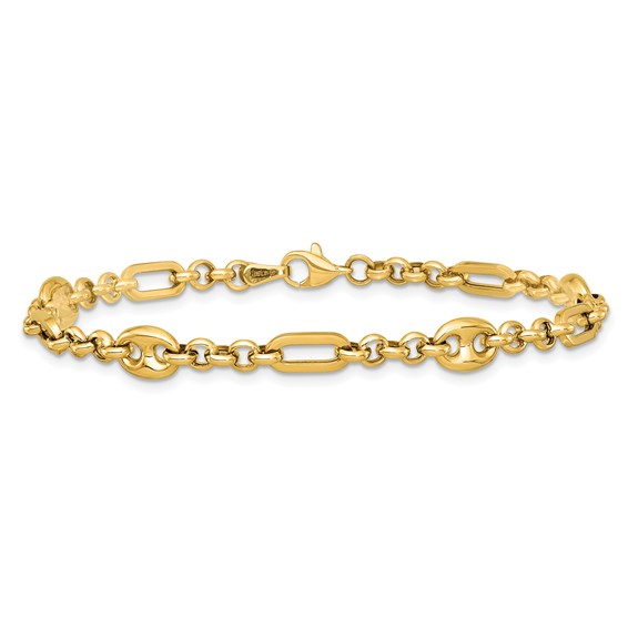 14k Polished 4.6mm Fancy Multi-link 7.5 inch Bracelet