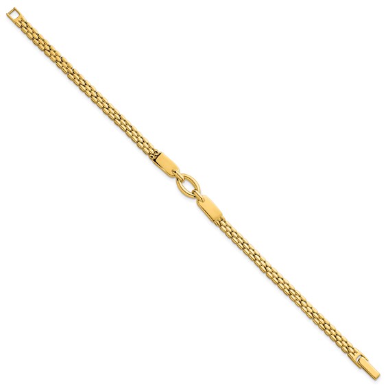 14k Polished Fancy Oval Center 7.5 inch Brick Link Bracelet