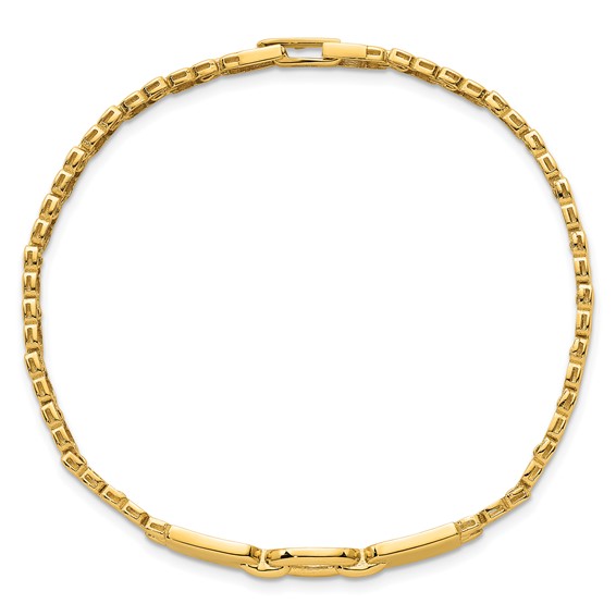 14k Polished Fancy Oval Center 7.5 inch Brick Link Bracelet