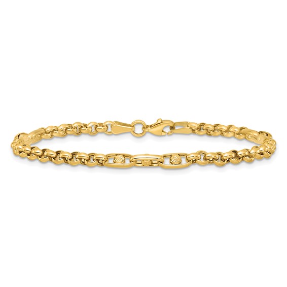 14k Polished and Diamond-cut 3.9mm Fancy Link 7.5 inch Bracelet