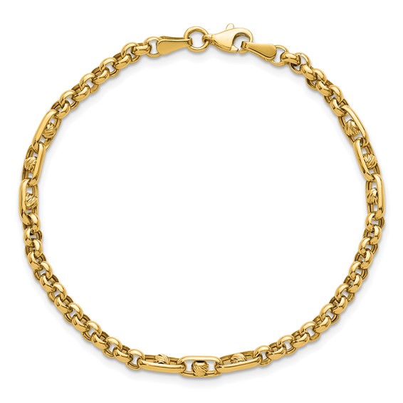 14k Polished and Diamond-cut 3.9mm Fancy Link 7.5 inch Bracelet