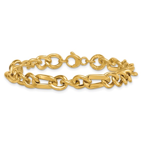 14k Polished 8.3mm Fancy Figaro Link 7.5 inch Bracelet