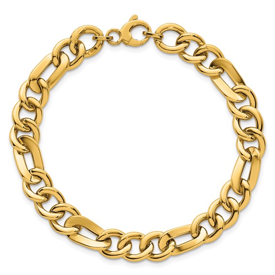 14k Polished 8.3mm Fancy Figaro Link 7.5 inch Bracelet