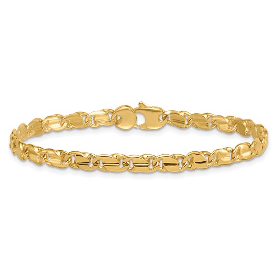 14k Polished 4.5mm Fancy Flat Link 7.25 inch Bracelet