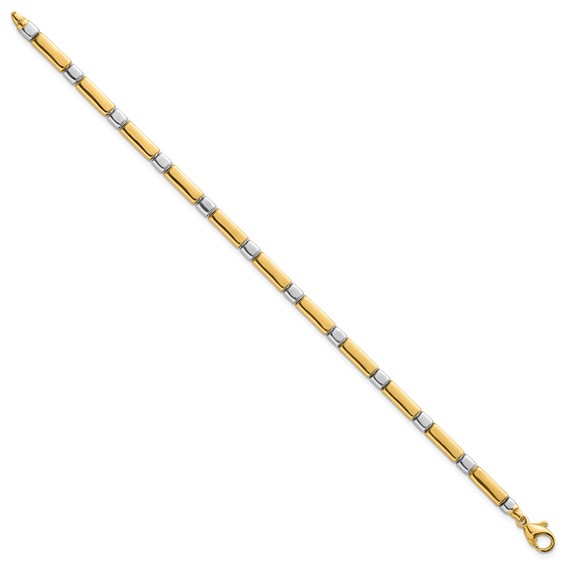 14k Two Tone Polished 4mm Fancy Bar Link 7.5 inch Bracelet