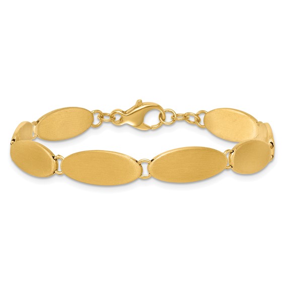 14k Brushed 8mm Fancy Ovals 7 inch Bracelet