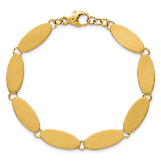 14k Brushed 8mm Fancy Ovals 7 inch Bracelet