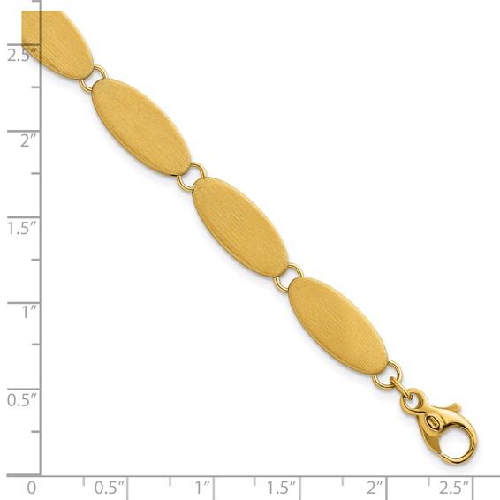 14k Brushed 8mm Fancy Ovals 7 inch Bracelet