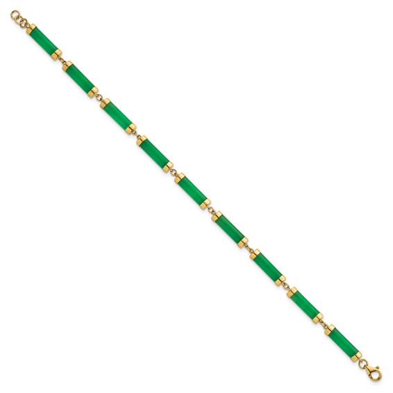 14K Polished 4.0mm Jade Bars 7 Inch Bracelet