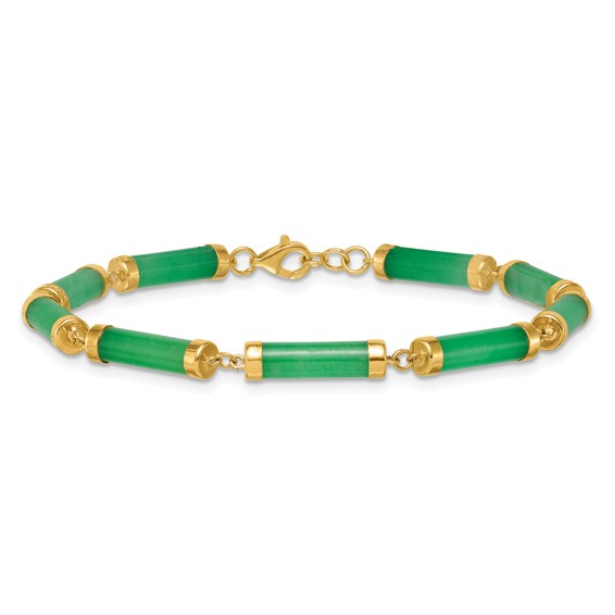 14K Polished 4.0mm Jade Bars 7 Inch Bracelet