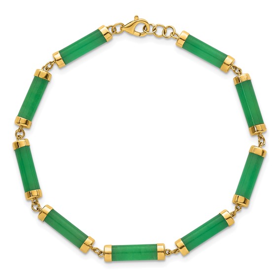 14K Polished 4.0mm Jade Bars 7 Inch Bracelet