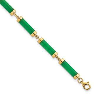 14K Polished 4.0mm Jade Bars 7 Inch Bracelet