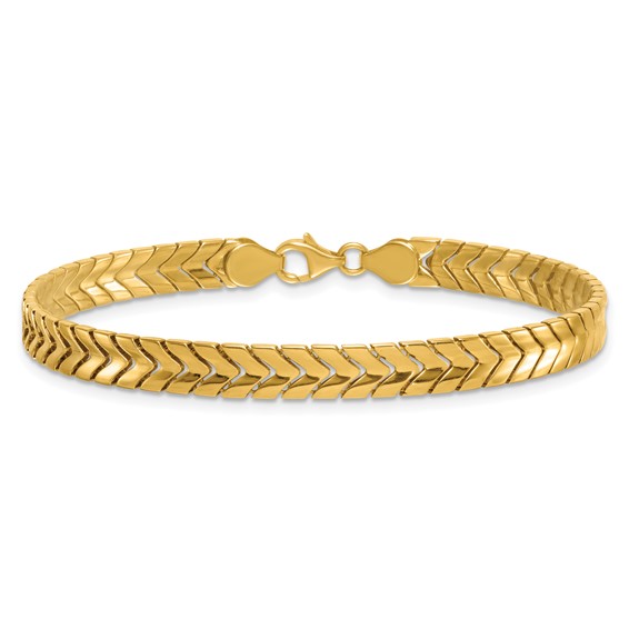 14K Polished 5.6mm Fancy Chevron Link 7.5 inch Bracelet
