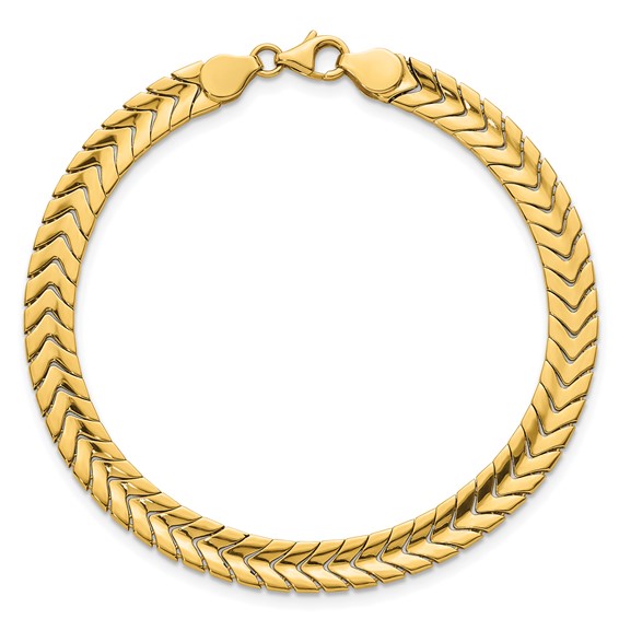 14K Polished 5.6mm Fancy Chevron Link 7.5 inch Bracelet