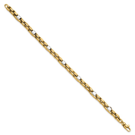 14k Two-tone Polished 5mm Fancy Link 7.5 inch Bracelet