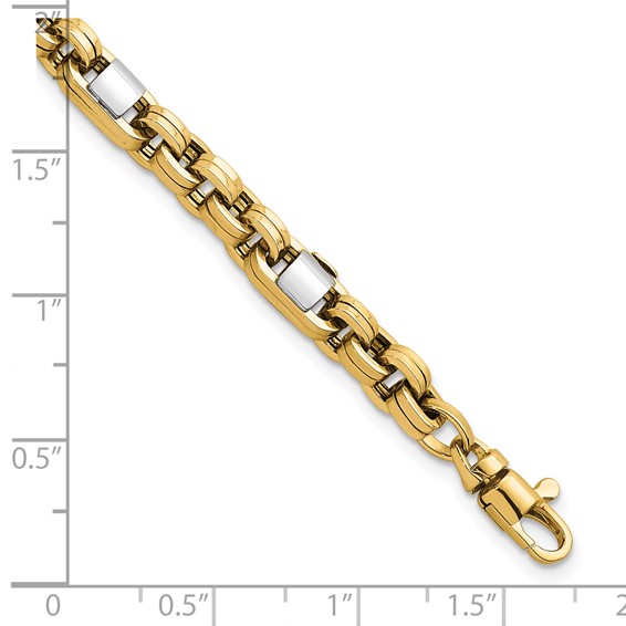 14k Two-tone Polished 5mm Fancy Link 7.5 inch Bracelet